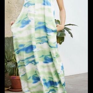Flowy Green and Blue Maxi Dress